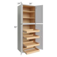 Stone Shaker 30x90x24 Wall Pantry Cabinet with 4 Rollout Trays