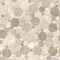 White Oak Serenity Stone Pebbles Mesh Backed Marble Tile