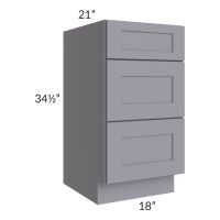 Graphite Grey Shaker 18" 3-Drawer Vanity Base Cabinet