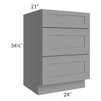 Graphite Grey Shaker 24" 3-Drawer Vanity Base Cabinet