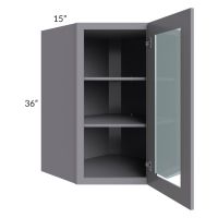Graphite Grey Shaker 27x36 Wall Diagonal Corner Cabinet (Prepped for Glass Doors)