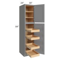 Graphite Grey Shaker 18x84x24 Wall Pantry Cabinet with 4 Rollout Trays