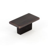 Contemporary Metal Knob 1.56" Overall Length in Brushed Oil-Rubbed Bronze