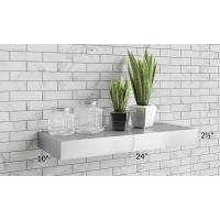 Union White 24" Stainless Steel Floating Shelf