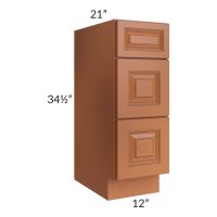 Lexington Cinnamon Glaze 12" Vanity 3-Drawer Base Cabinet 