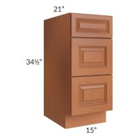 Lexington Cinnamon Glaze 15" Vanity 3-Drawer Base Cabinet 