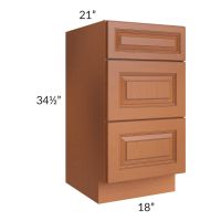 Lexington Cinnamon Glaze 18" Vanity 3-Drawer Base Cabinet 