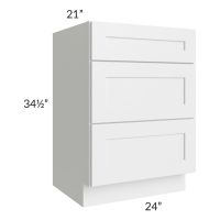 Southport White Shaker 24" Vanity 3-Drawer Base Cabinet