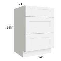 Brilliant White Shaker 24" 3-Drawer Vanity Base Cabinet