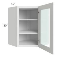 Brilliant White Shaker 24x30 Wall Diagonal Corner Cabinet (Prepped for Glass Doors)
