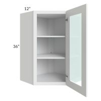 Brilliant White Shaker 24x36 Wall Diagonal Corner Cabinet (Prepped for Glass Doors)