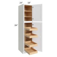 Brilliant White Shaker 18x84x24 Wall Pantry Cabinet with 4 Rollout Trays