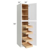 Brilliant White Shaker 18x90x24 Wall Pantry Cabinet with 4 Rollout Trays