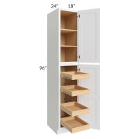 Brilliant White Shaker 18x96x24 Wall Pantry Cabinet with 4 Rollout Trays