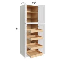 Brilliant White Shaker 24x84x24 Wall Pantry Cabinet with 4 Rollout Trays