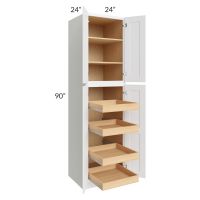 Brilliant White Shaker 24x90x24 Wall Pantry Cabinet with 4 Rollout Trays