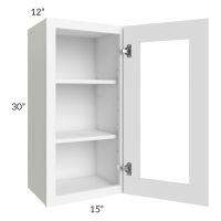 Brilliant White Shaker 15x30 Wall Glass Door Cabinet (Prepped for Glass Doors)