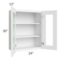 Brilliant White Shaker 24x30 Wall Glass Door Cabinet (Prepped for Glass Doors)
