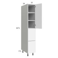 Euro Gloss White 12x71-1/4 Utility Cabinet with 1 Door and 2 Drawers