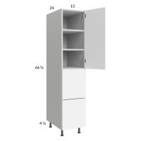 Euro Gloss White 15x71-1/4 Utility Cabinet with 1 Door and 2 Drawers