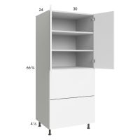 Euro Gloss White 30x71-1/4 Utility Cabinet with 2 Doors and 2 Drawers
