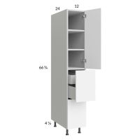 Euro Gloss White 12x71-1/4 Utility Cabinet with 1 Door, 2 Drawers and 1 Inner Drawer
