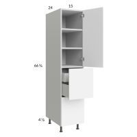 Euro Gloss White 15x71-1/4 Utility Cabinet with 1 Door, 2 Drawers and 1 Inner Drawer