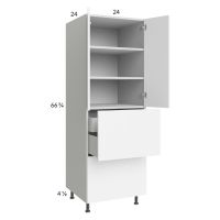 Euro Gloss White 24x71-1/4 Utility Cabinet with 2 Doors, 2 Drawers and 1 Inner Drawer