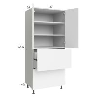 Euro Gloss White 30x71-1/4 Utility Cabinet with 2 Doors, 2 Drawers and 1 Inner Drawer