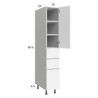 Euro Gloss White 12x71-1/4 Utility Cabinet with 1 Door and 3 Drawers