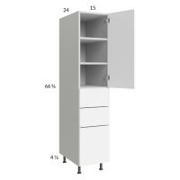 Euro Gloss White 15x71-1/4 Utility Cabinet with 1 Door and 3 Drawers