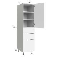 Euro Gloss White 18x71-1/4 Utility Cabinet with 1 Door and 3 Drawers