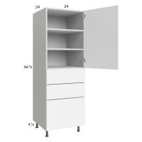 Euro Gloss White 24x71-1/4 Utility Cabinet with 1 Door and 3 Drawers