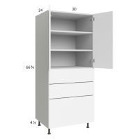 Euro Gloss White 30x71-1/4 Utility Cabinet with 2 Doors and 3 Drawers