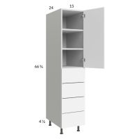 Euro Gloss White 15x71-1/4 Utility Cabinet with 1 Door and 4 Drawers