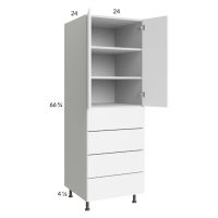 Euro Gloss White 24x71-1/4 Utility Cabinet with 2 Doors and 4 Drawers