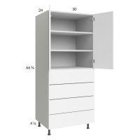 Euro Gloss White 30x71-1/4 Utility Cabinet with 2 Doors and 4 Drawers