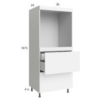 Euro Gloss White 30x71-1/4 Single Oven Cabinet with 2 Drawers and 1 Inner Drawer