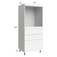 Euro Gloss White 30x71-1/4 Single Oven Cabinet with 3 Drawers