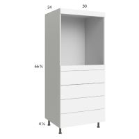 Euro Gloss White 30x71-1/4 Single Oven Cabinet with 4 Drawers