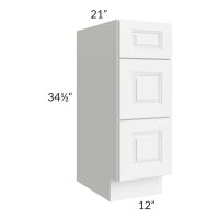 Lakewood White 12" 3-Drawer Vanity Base Cabinet