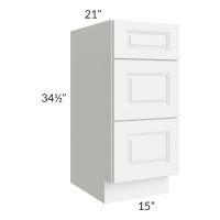 Lakewood White 15" 3-Drawer Vanity Base Cabinet 