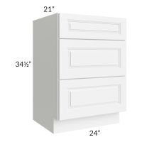 Lakewood White 24" 3-Drawer Vanity Base Cabinet