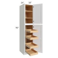Lakewood White 18x90x24 Wall Pantry Cabinet with 4 Rollout Trays