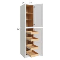 Lakewood White 18x96x24 Wall Pantry Cabinet with 4 Rollout Trays
