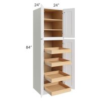 Lakewood White 24x84x24 Wall Pantry Cabinet with 4 Rollout Trays