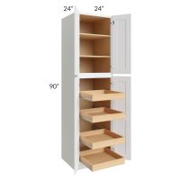Lakewood White 24x90x24 Wall Pantry Cabinet with 4 Rollout Trays