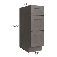Midtown Dark Grey Shaker 12" Vanity 3-Drawer Base Cabinet