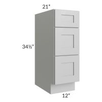 Midtown Painted Grey Shaker 12" Vanity 3-Drawer Base Cabinet