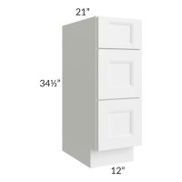 Union White 12" Vanity 3-Drawer Base Cabinet